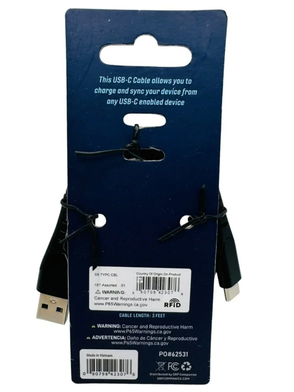 Solaray USB C Cable 3 Foot Black Braided
